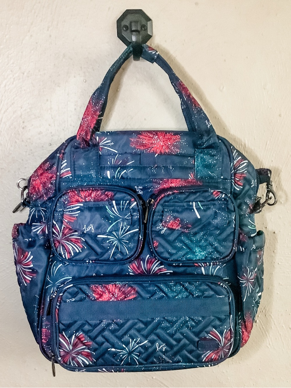 NWOT Lug Mini Puddle Jumper in Firework Navy Pattern Tote Bag